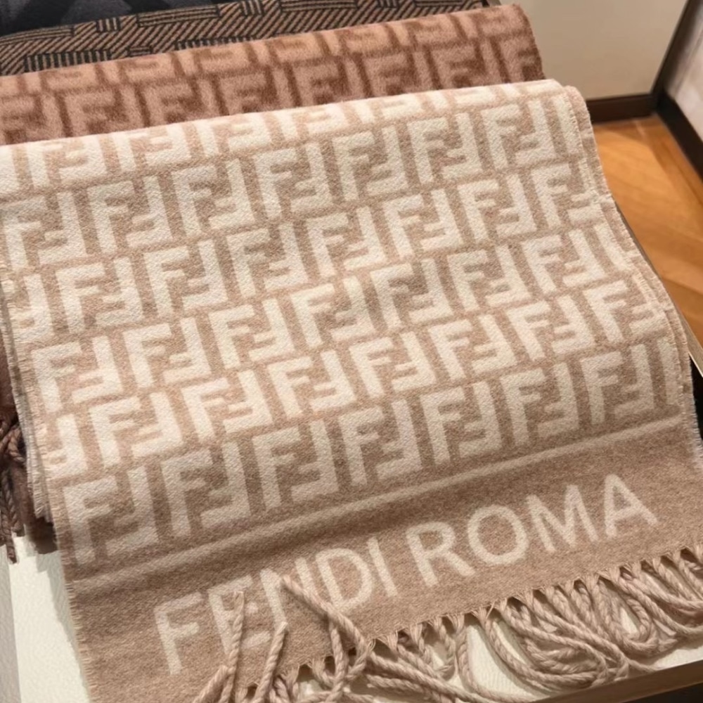 Fendi Ff Scarf Wool And Cashmere Beige Fxt113aqcwf0qb9