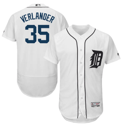 Justin Verlander Detroit Tigers men's Majestic Home White Flex Base Collection Player Jersey