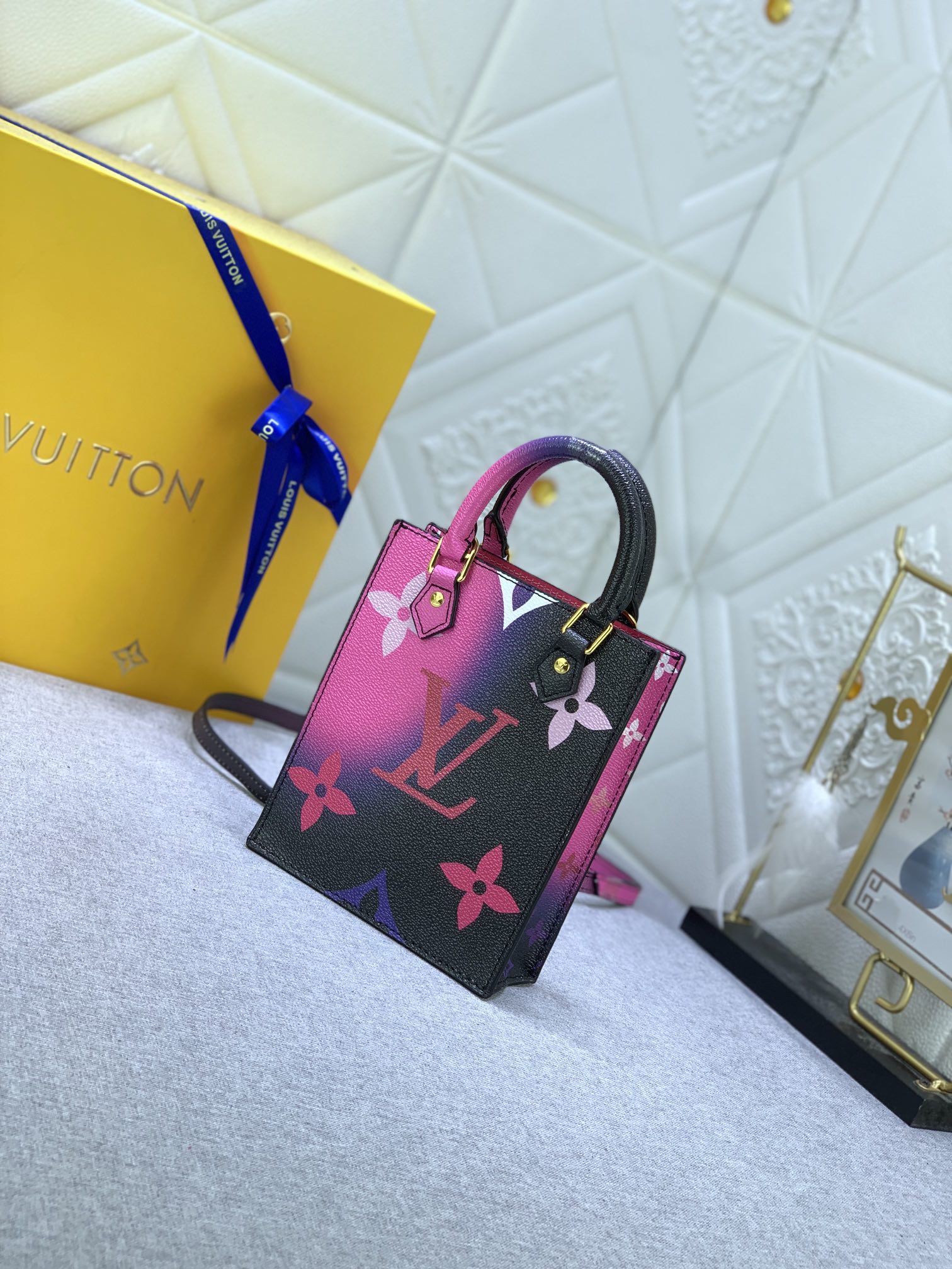 Louis Vuitton Petit Sac Plat Monogram Black And Pink 17Cm