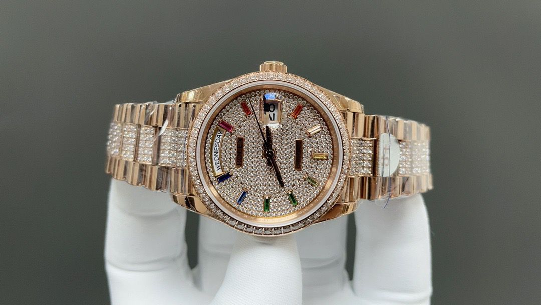 [Superclone] Rolex Day-Date 36mm Diamond-Paved Dial President 128345RBR