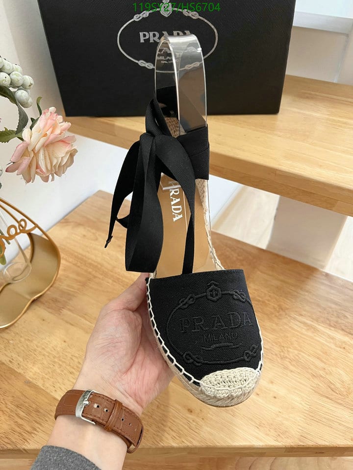 Prada Linen Espadrille Wedge Sandals Black