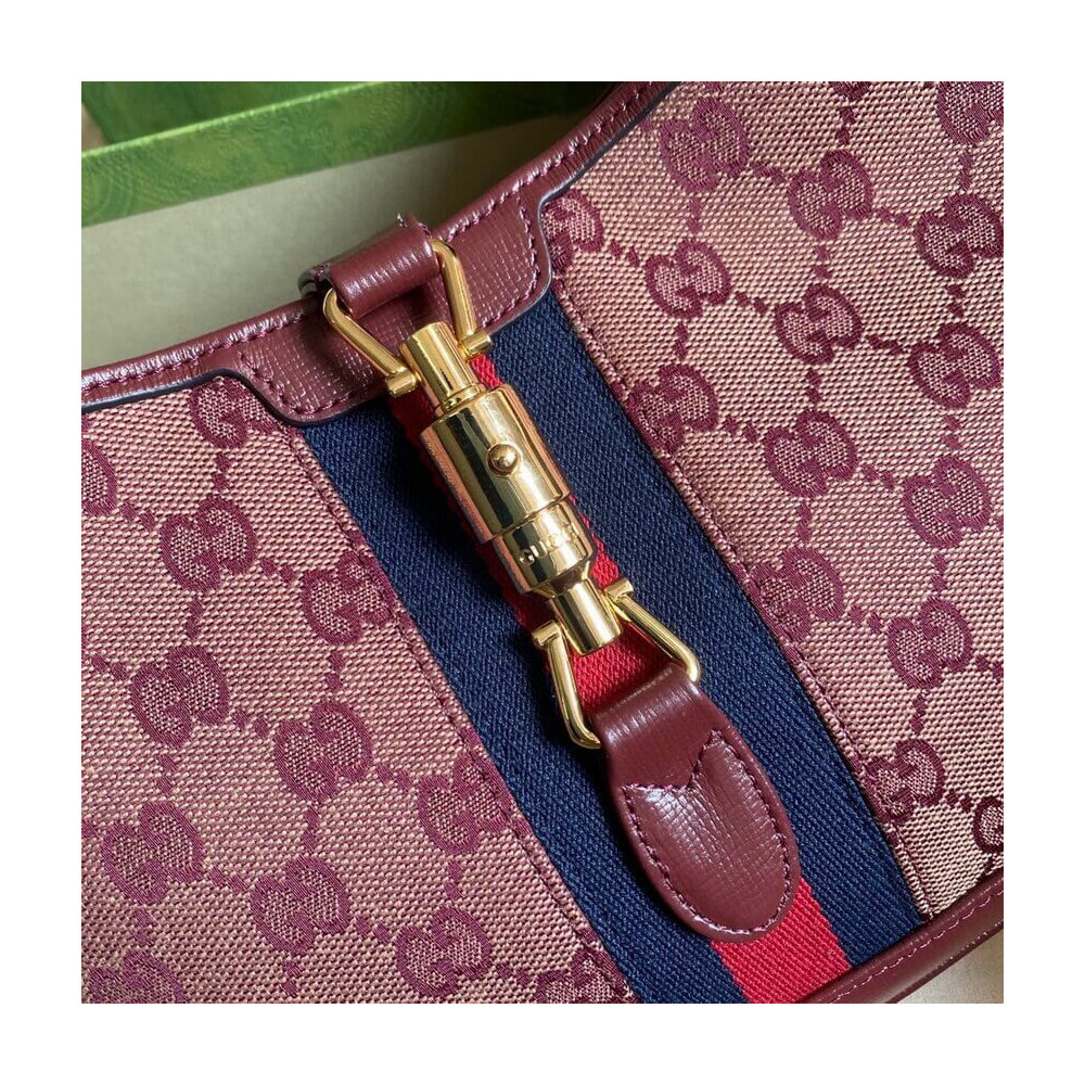 Gucci Jackie 1961 Small Shoulder Bag in Burgundy GG Canvas 28cm