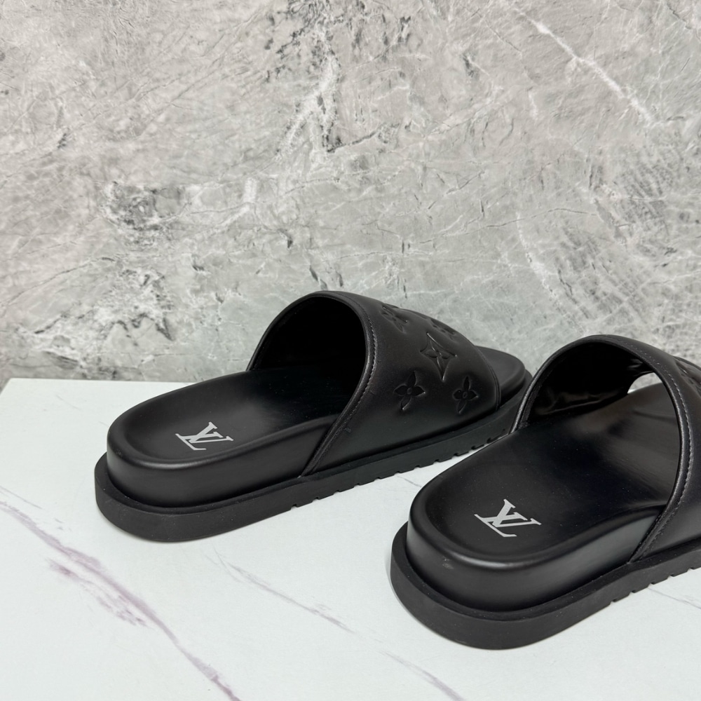 Louis Vuitton Miami Mule Monogram Embossed Synthetic Black 1Adgfe