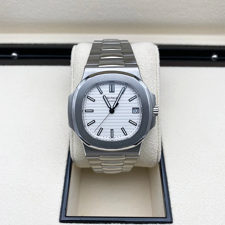 Patek Philippe Nautilus Silvery White Dial Stainless Steel Mens Watch 5711-1A-011