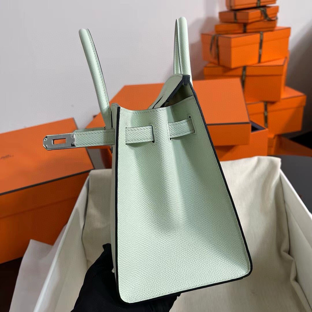 Hermes Birkin 25Cm Vert Fizz Togo Leather Silver Hardware
