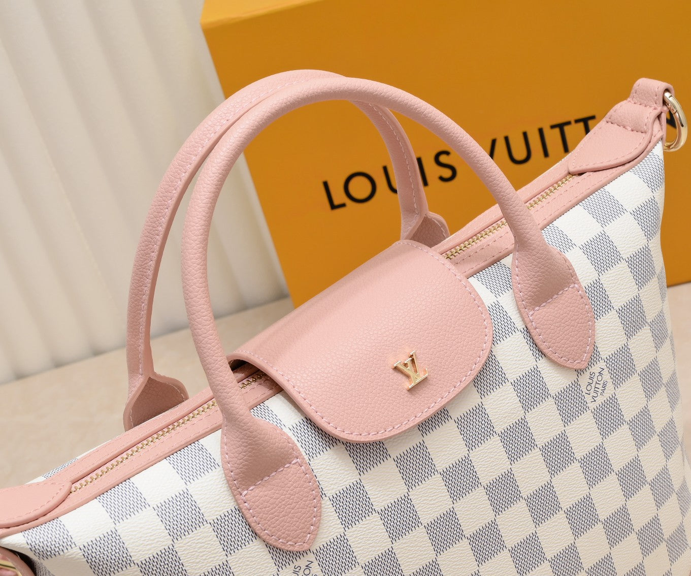 Louis Vuitton Tote Bag Damier Azur Pink 26Cm