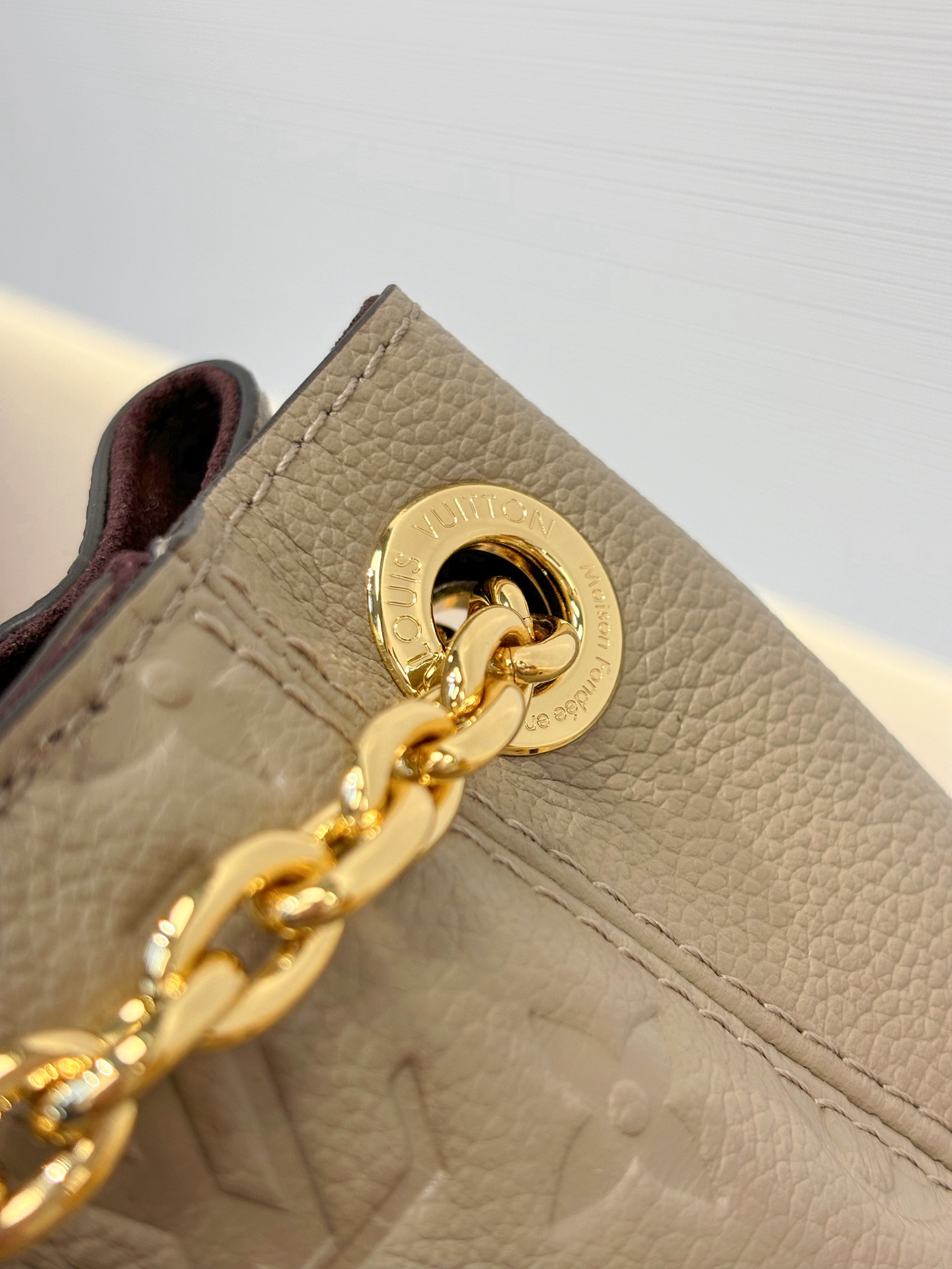 Louis Vuitton LV Anytime MM Monogram Empreinte Bag Tourterelle Gray M14658 42cm/ 16.5in