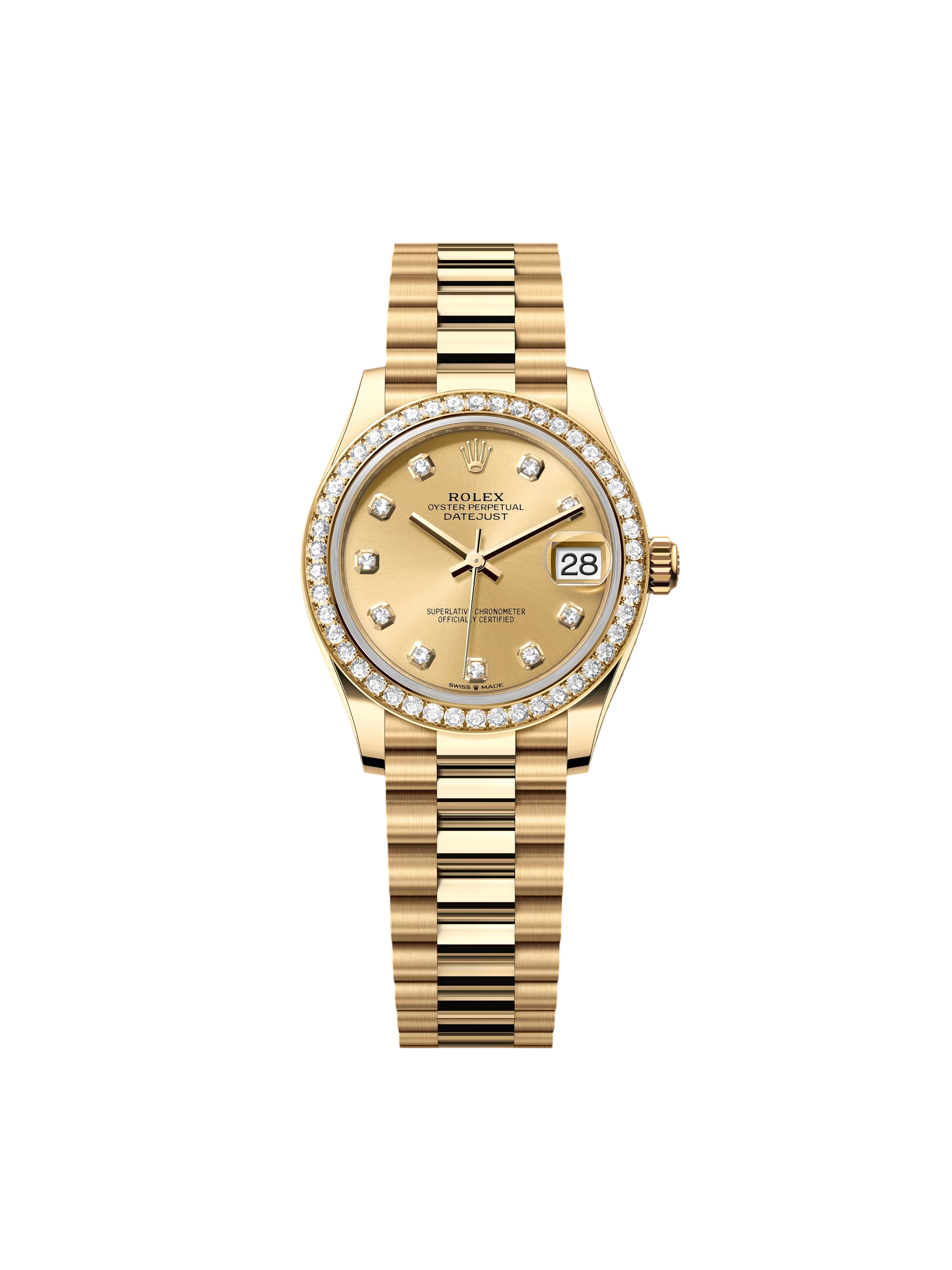 Rolex Datejust m278288RBR-0005 Champagne 31mm Dial President Bracelet Watch