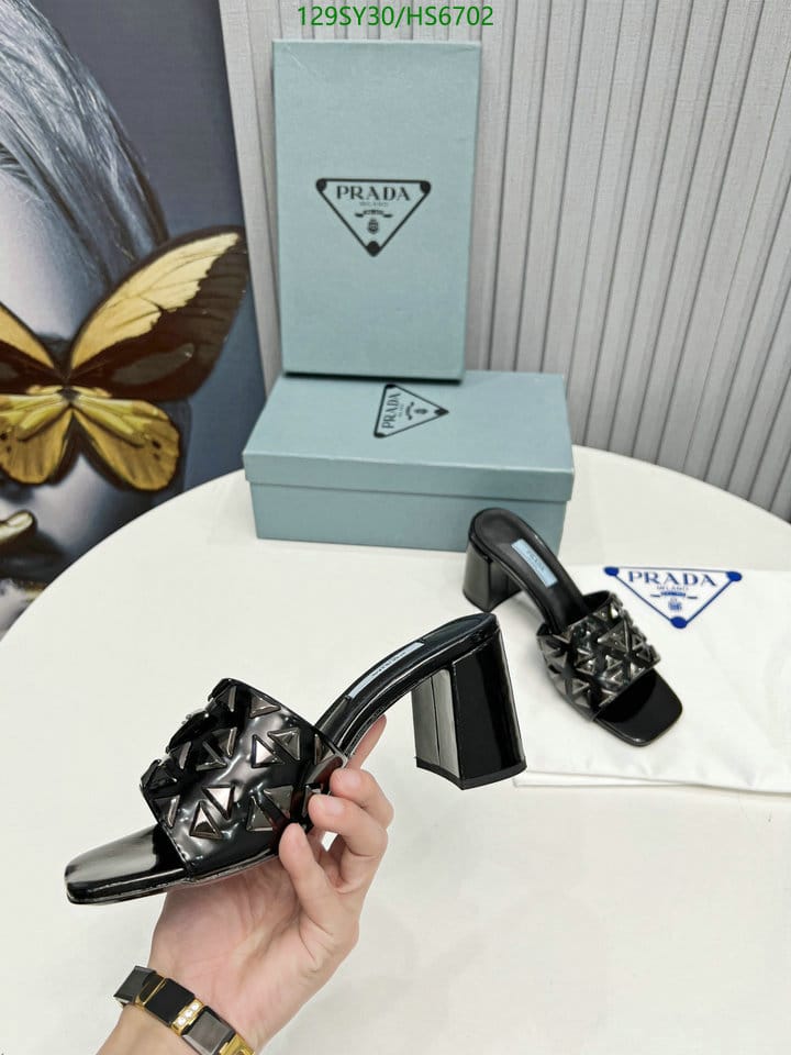 Prada Studded Metallic Leather Mules Black