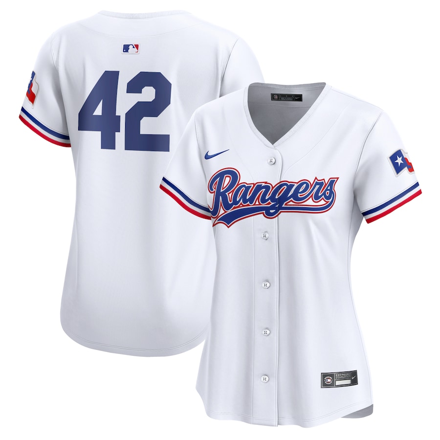 Texas Rangers Women's 2024 Jackie Robinson Day Home Limited Jersey  White