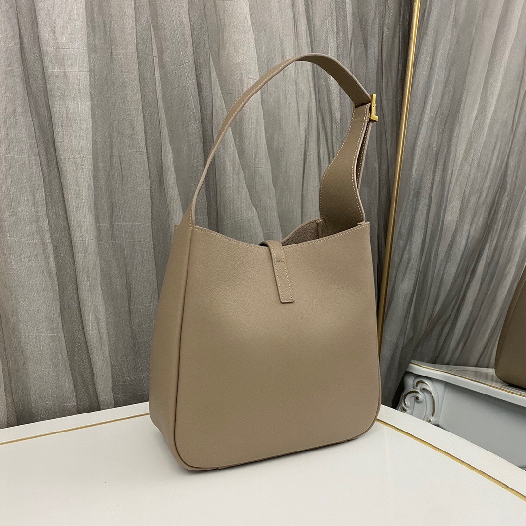 Saint Laurent Le 5 A 7 Soft Small Hobo Bag In Smooth Leather Grey