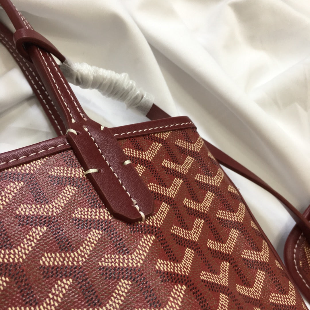 Goyard Anjou Mini Bag 20cm Burgundy Canvas