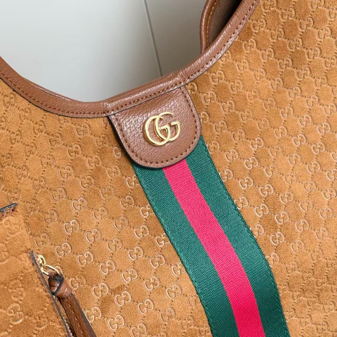 Gucci Giglio Large Tote Bag Gg Suede Brown 60Cm 853971 Caab8 2147