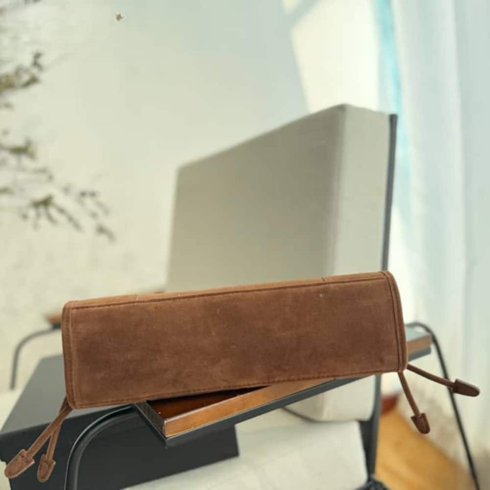 Prada Bonnie Medium Suede Handbag Brown 32Cm 1Ba426 2C4S F0401 V Moo