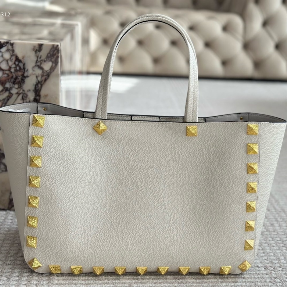 Valentino Garavani Rockstud Tote Bag White 40Cm