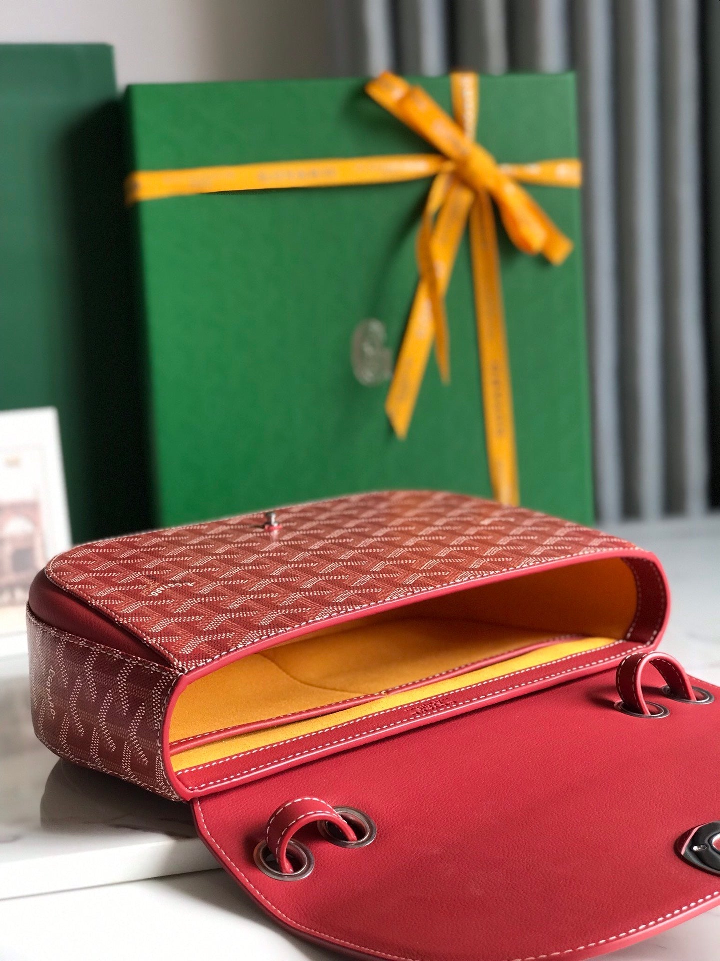 Goyard 233 Bag 25 Cm Classic Red Calfskin And Goyardine Canvas