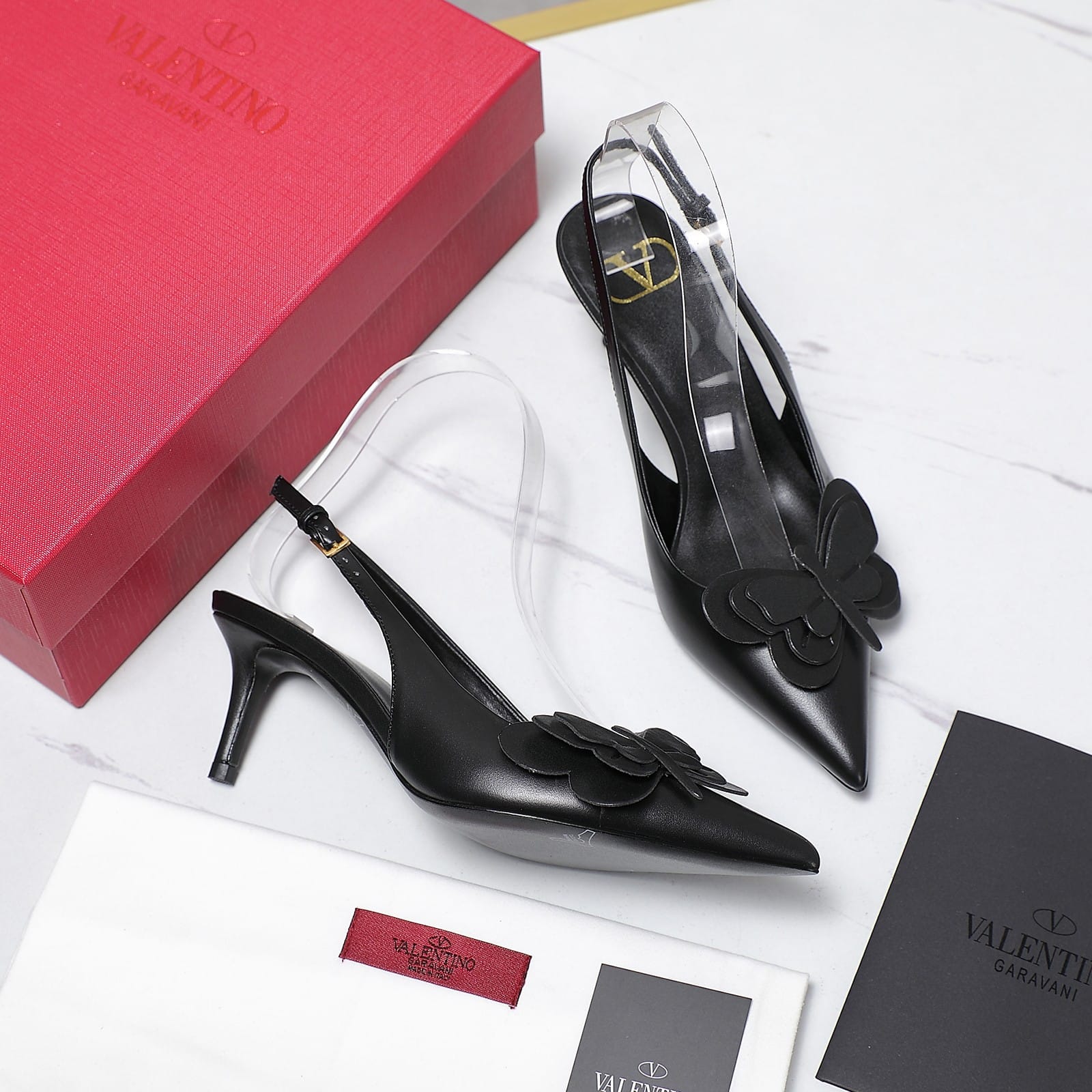 Valentino Garavani Papier Phalène Slingback Pumps Black