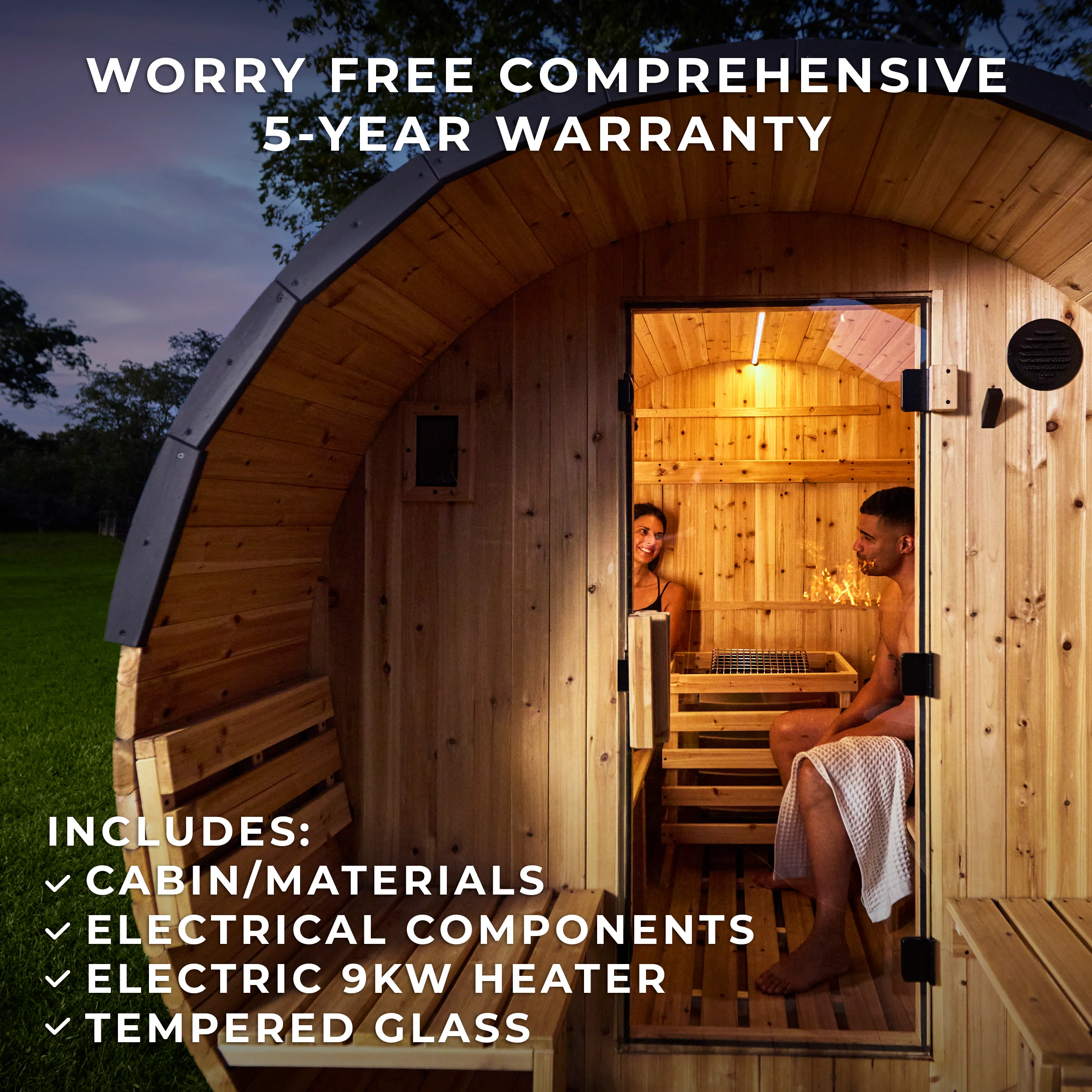 Paxton Outdoor Barrel Sauna with Porch �?2-4 Person