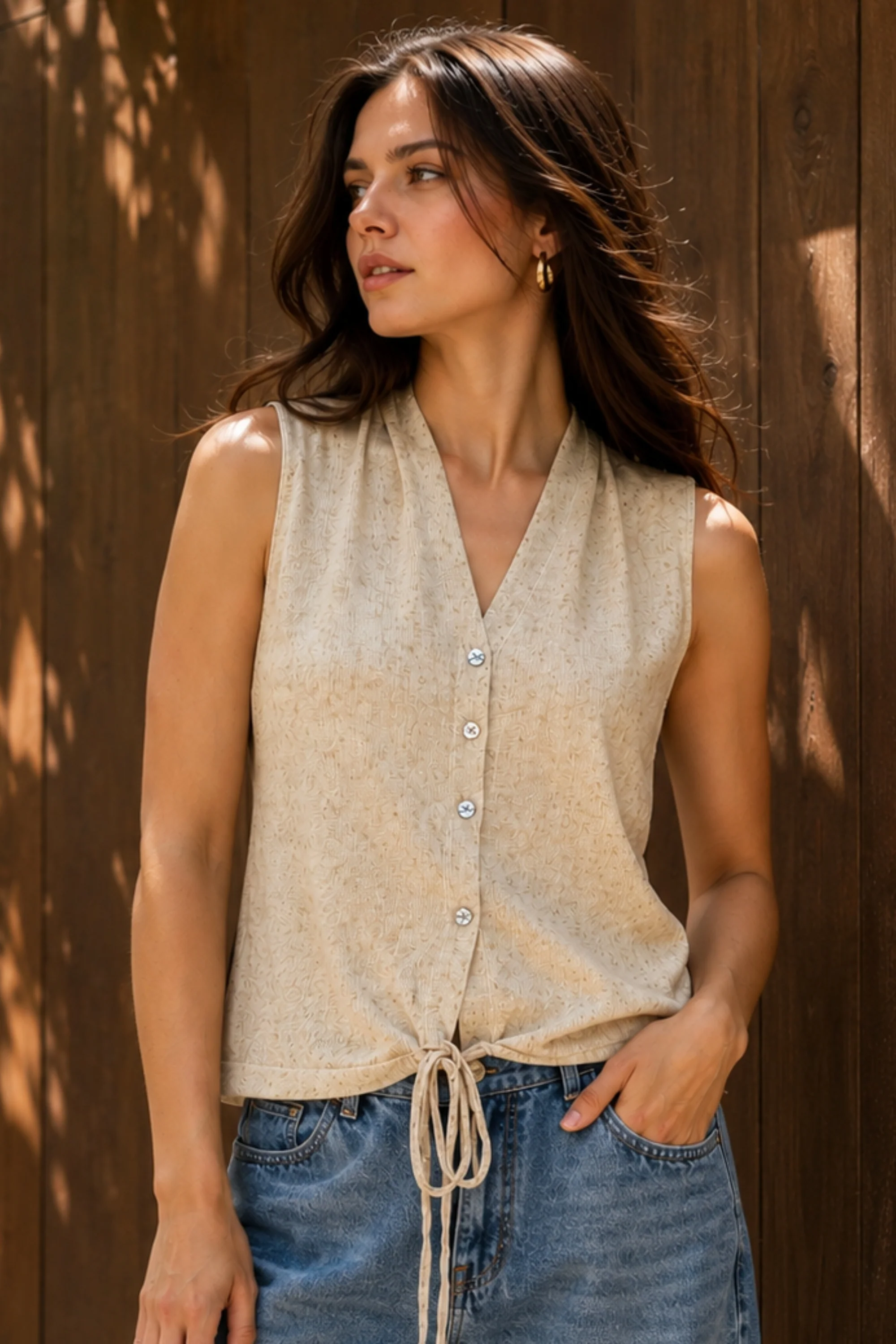 Oatmeal Knit Vest Top