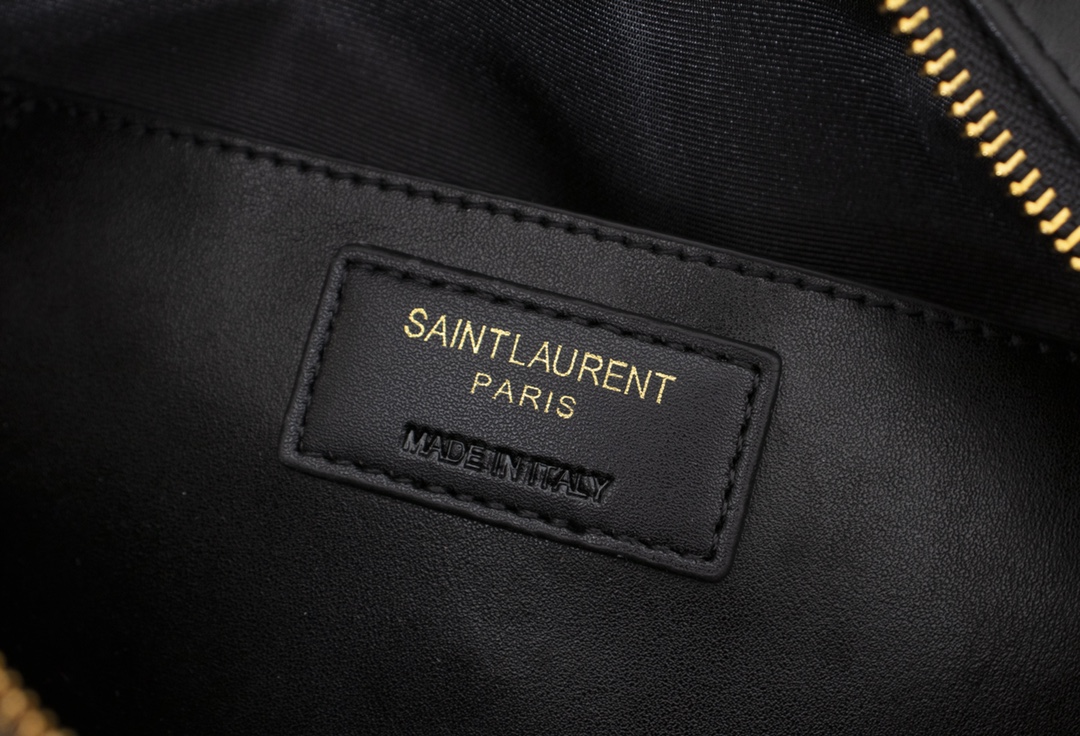 Saint Laurent Lou Camera Bag In Quilted Black Gold Leather 23Cm