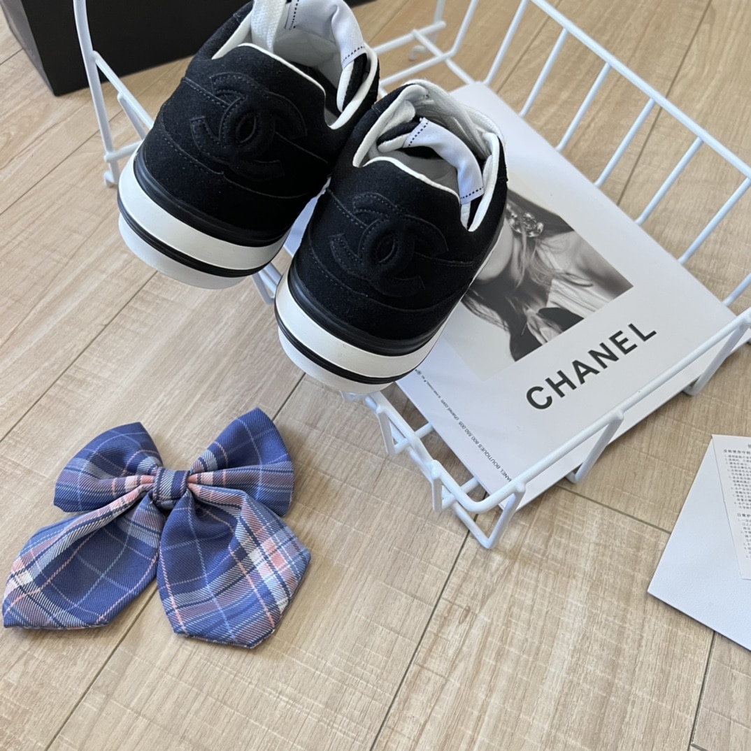 Chanel Suede Leather Runners Black