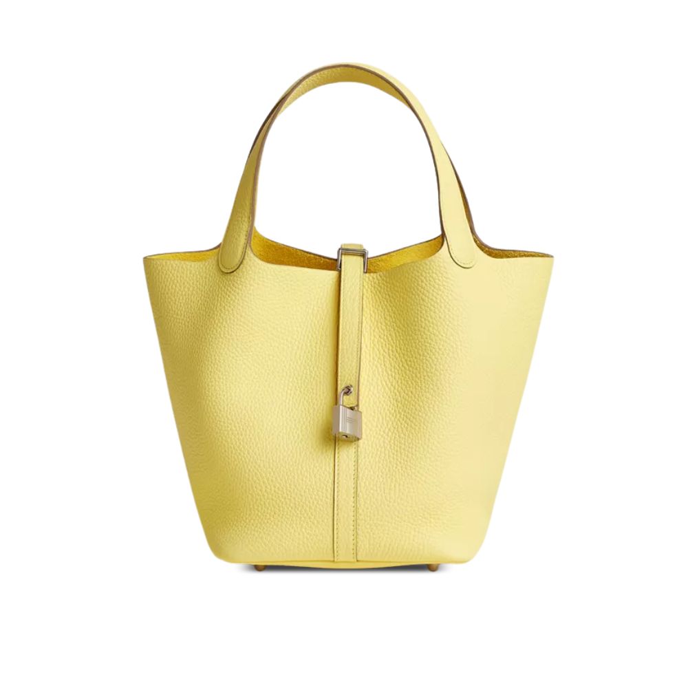 Hermes Picotin Lock Bag In Taurillon Clemence Limoncello 22Cm