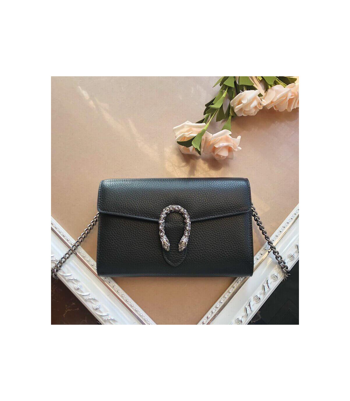Gucci Dionysus Black Leather Mini Chain Bag