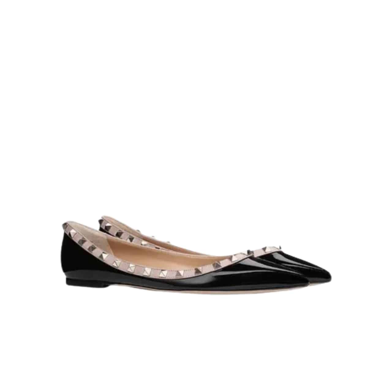 Valentino Patent Rockstud Ballet Flat Black Zw2S0403Vnwn91