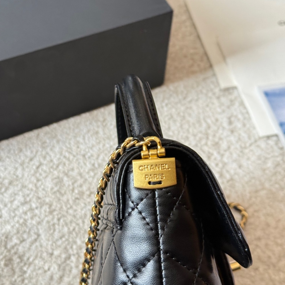 Chanel Mini Flap Top Handle Bag And Gold Metal Black 20Cm AS5355 B19386 94305