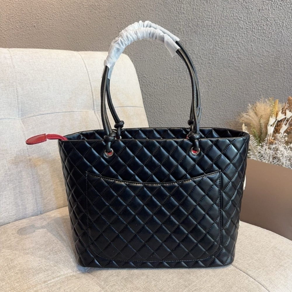 Chanel Cambon Line Medium Tote Bag In Black 28cm