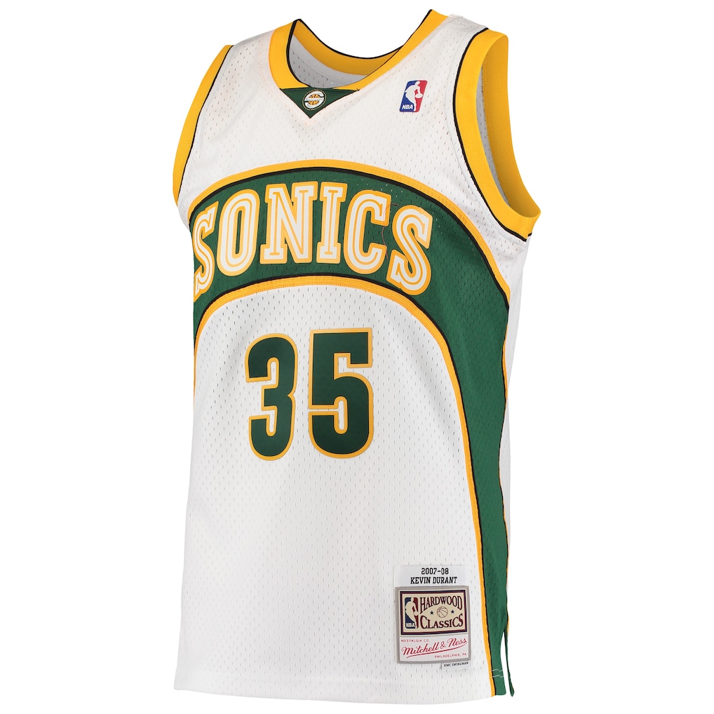 Men's Seattle SuperSonics Kevin Durant Mitchell & Ness White Hardwood Classics Swingman Jersey