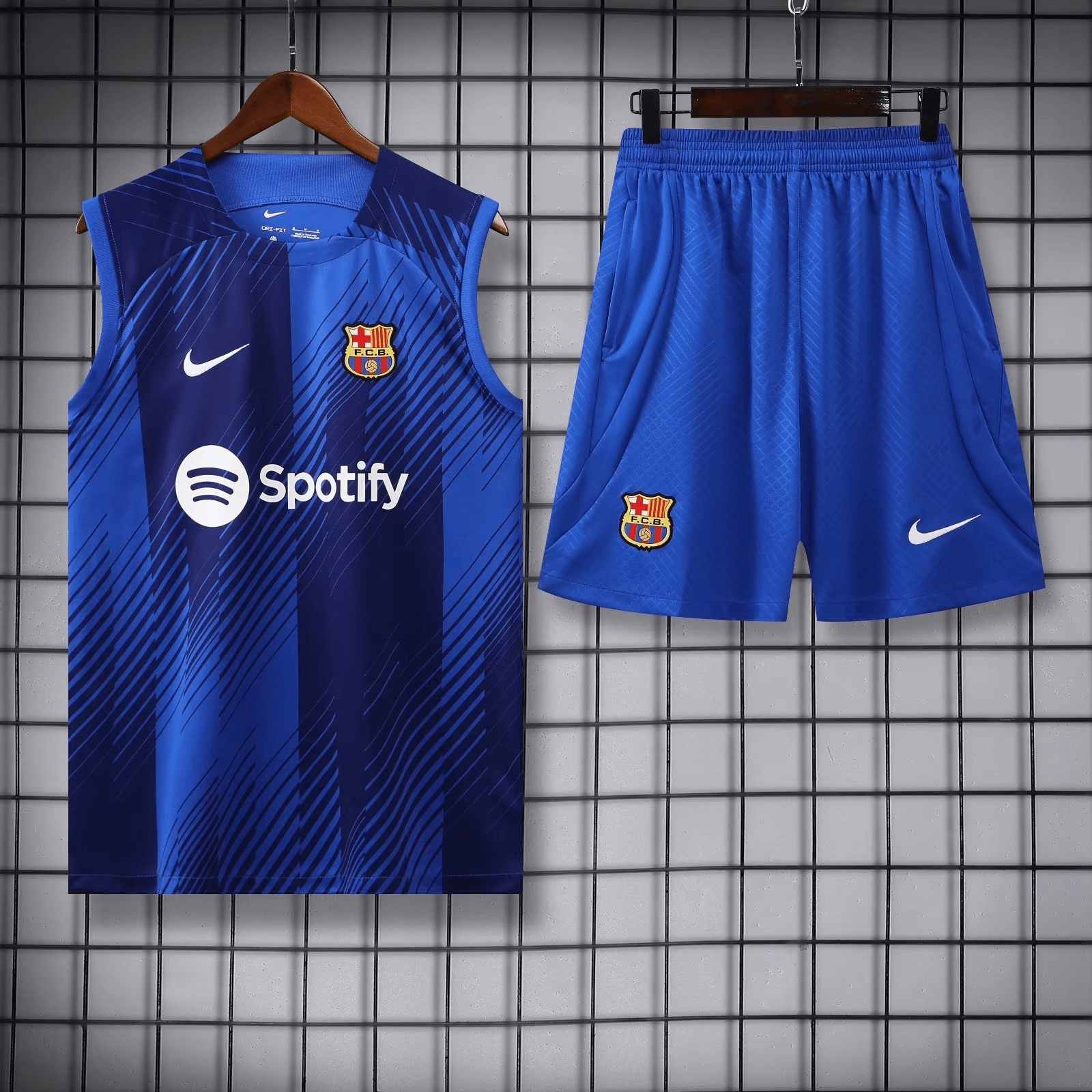 2023/2024 Barcelona pre-match training Blue Jersey+Shorts 1:1 Thai Quality