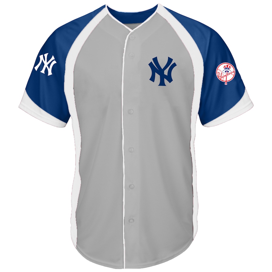 New York Yankees Big&Tall Colorblock Full-Button Jersey Gray/Navy
