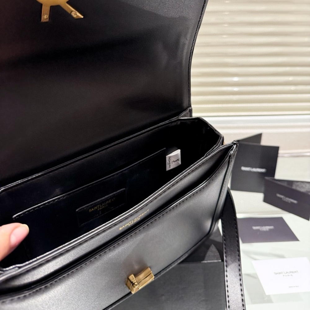 Saint Laurent Solferino Medium Satchel In Box Leather Lining Black 23Cm