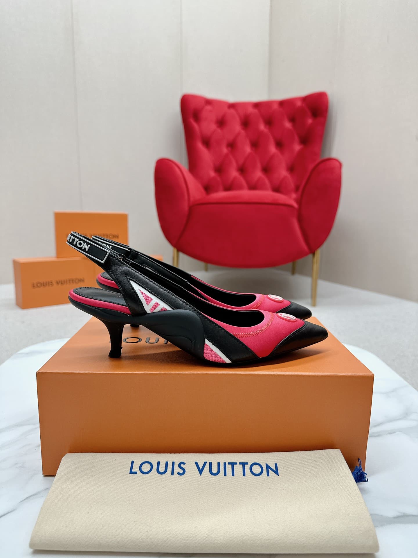 Louis Vuitton Archlight Slingback Pump Black And Pink