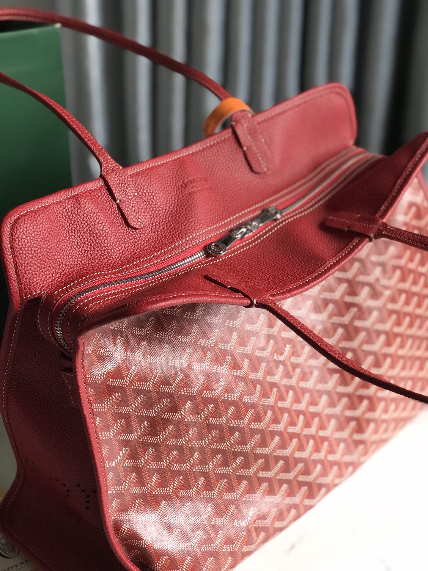 Goyard Hardy Pm Bag 40 Cm Red Goyardine Canvas And Taurillon Leather Trim