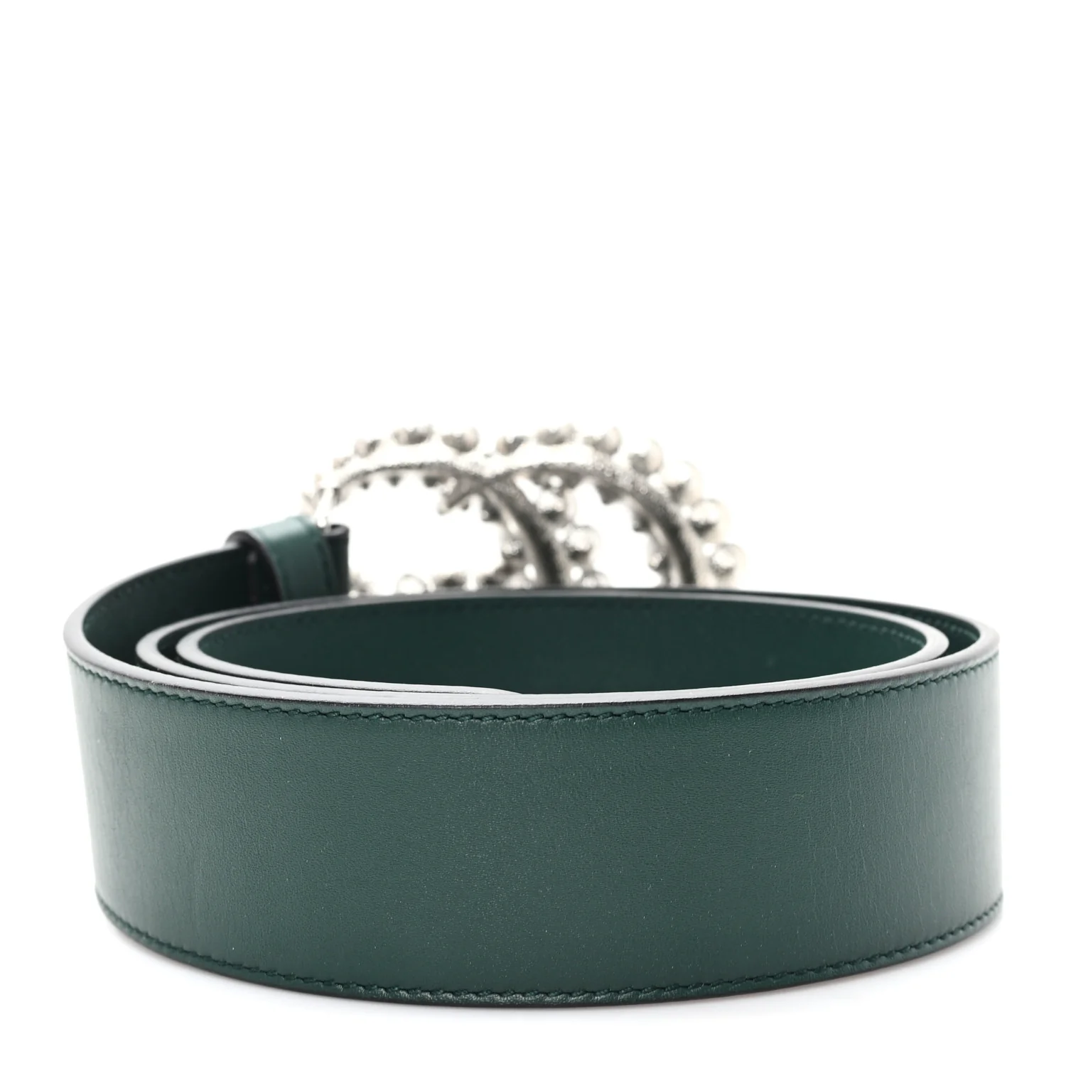 Calfskin Crystal Double G 40mm Belt 80 32 Emerald
