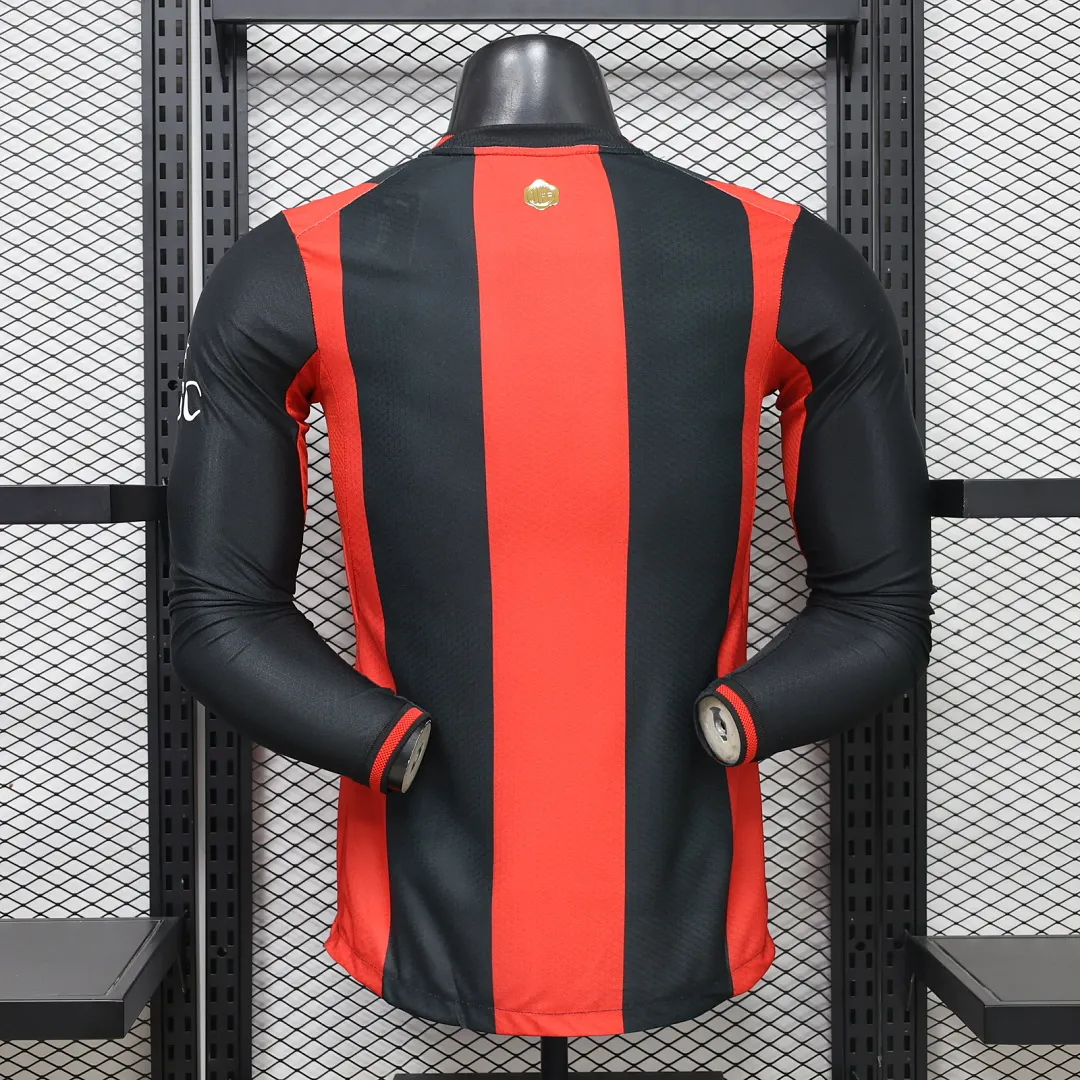 2026/27 Serie A AC Milan Team Home Football Jersey Player Version Long Sleeves - JerseyFun