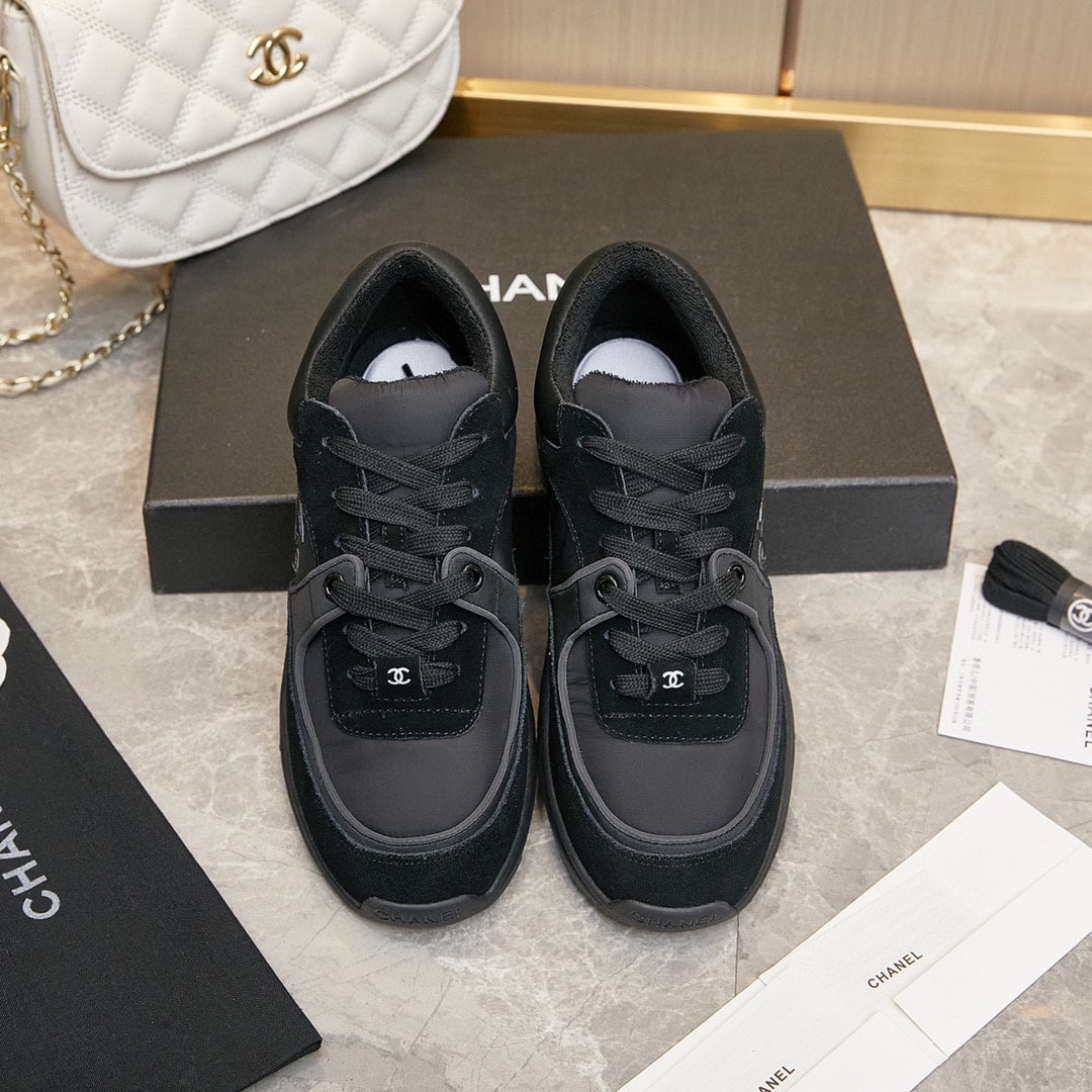 Chanel Suede Reflective Sneakers Black