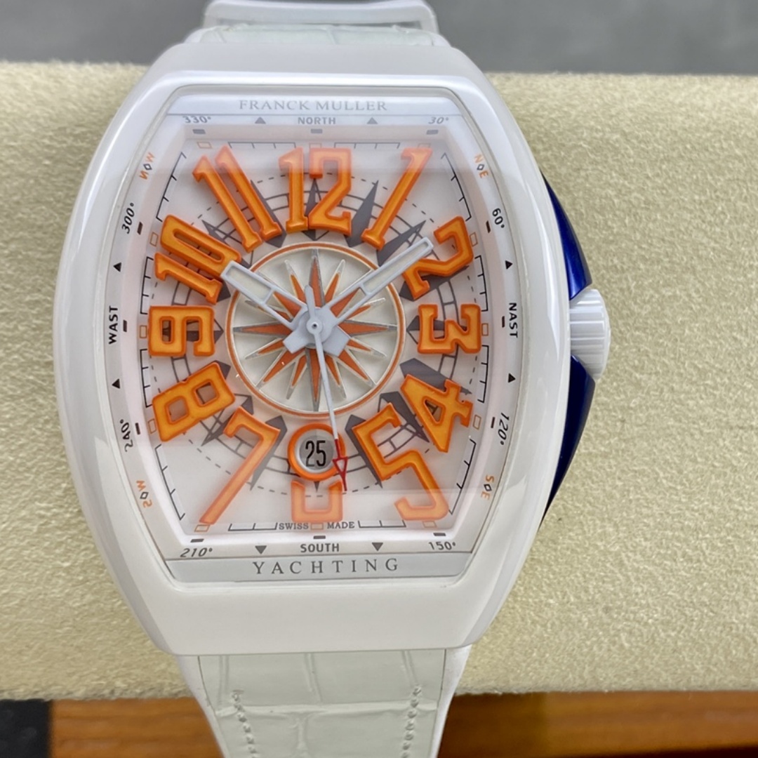 【Super Clone】Swiss Franck Muller Framulan V45 White Ceramic Yacht Model Orange Number