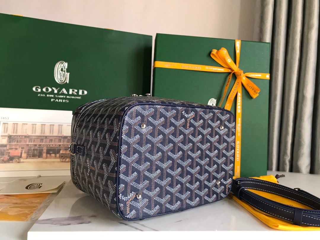 Goyard Muse Vanity Case 20 Cm Navy Blue Goyardine Canvas