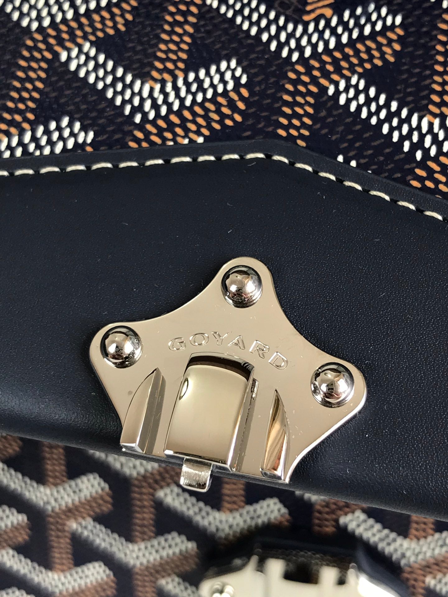 Goyard Duchesse Marie-Caroline Bag 25 Cm Navy Blue Goyardine Canvas And Smooth Calfskin