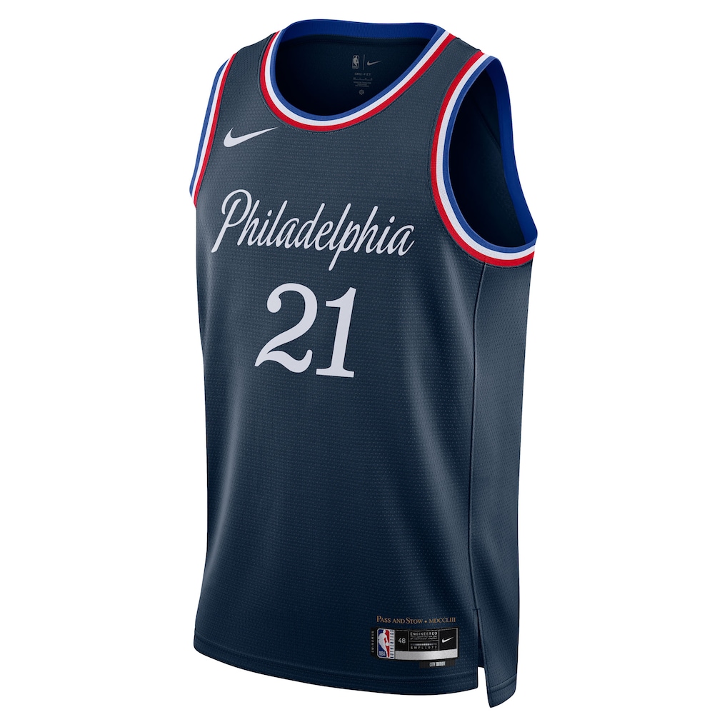 Unisex Philadelphia 76ers Joel Embiid Nike Navy 2025/26 Swingman Jersey - City Edition