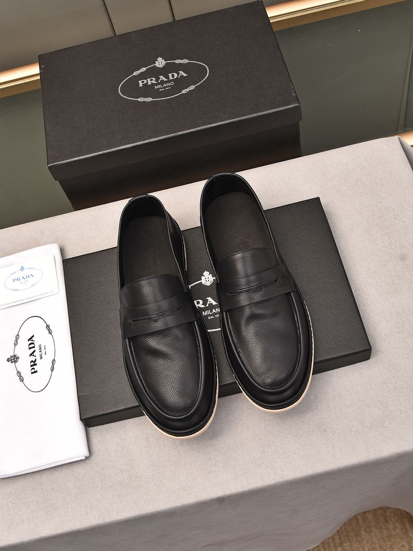 Prada Men’S Flat Loafers Leather Black