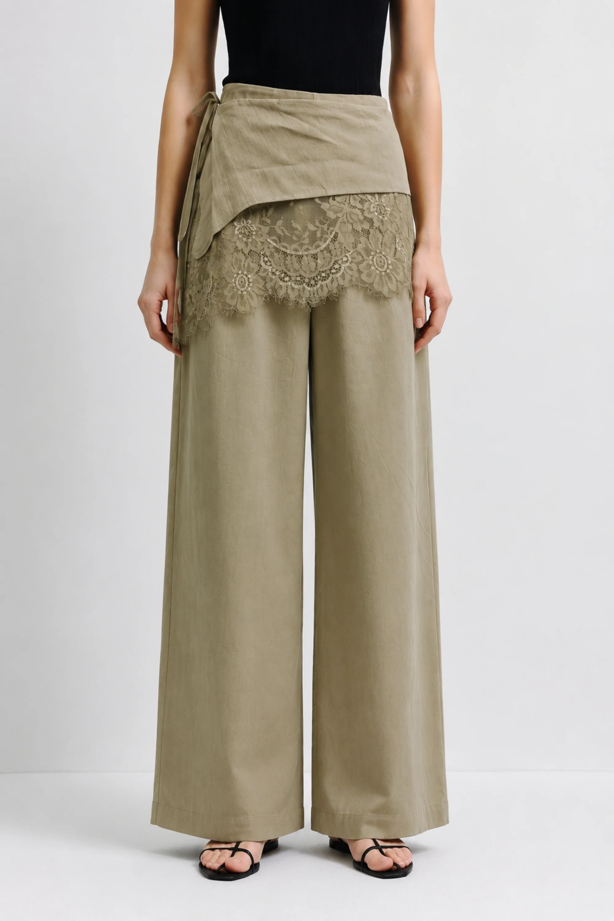 Sage Lace Overlay Pants