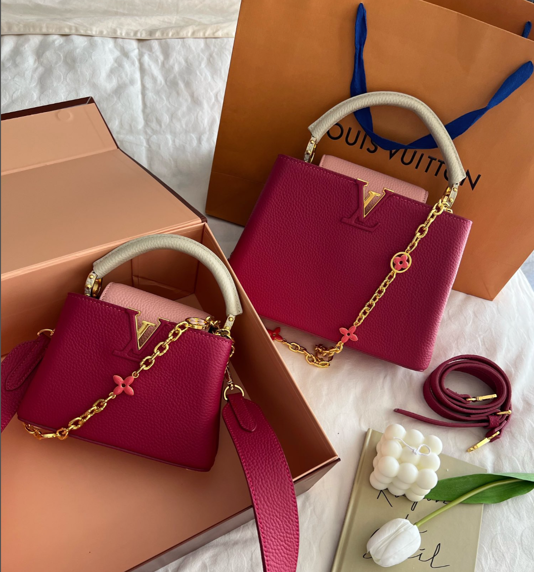 Louis Vuitton Capucines Mini Taurillon Cowhide Dark Pink 20Cm M20845
