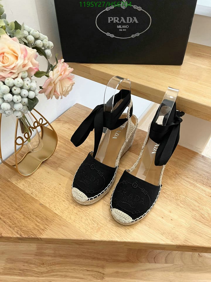 Prada Linen Espadrille Wedge Sandals Black
