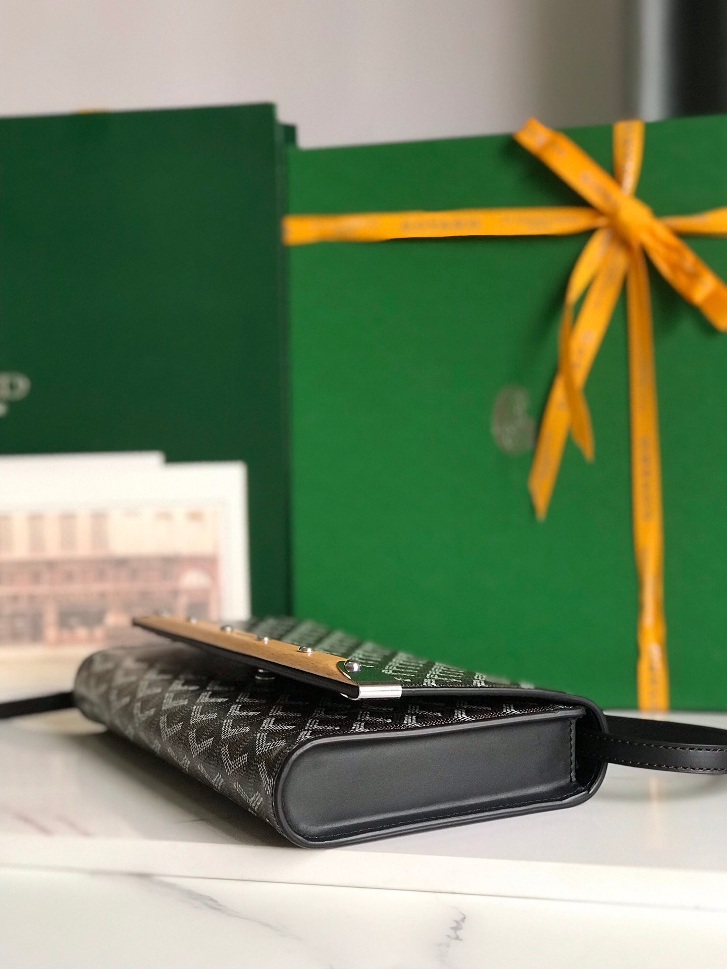 Goyard Monte-Carlo Pm Clutch 25 Cm Black Goyardine Canvas