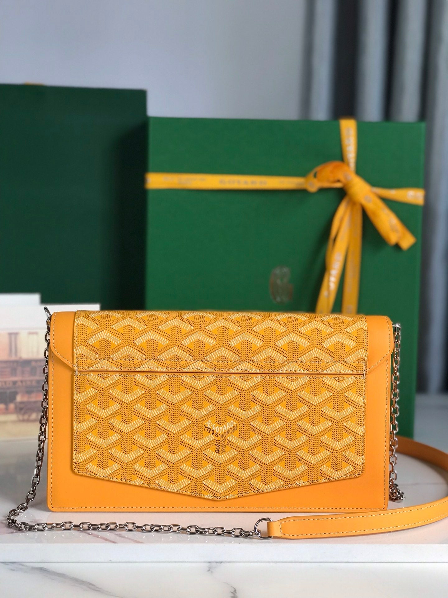 Goyard Duchesse Marie-Caroline Bag 25 Cm Yellow Goyardine Canvas And Smooth Calfskin