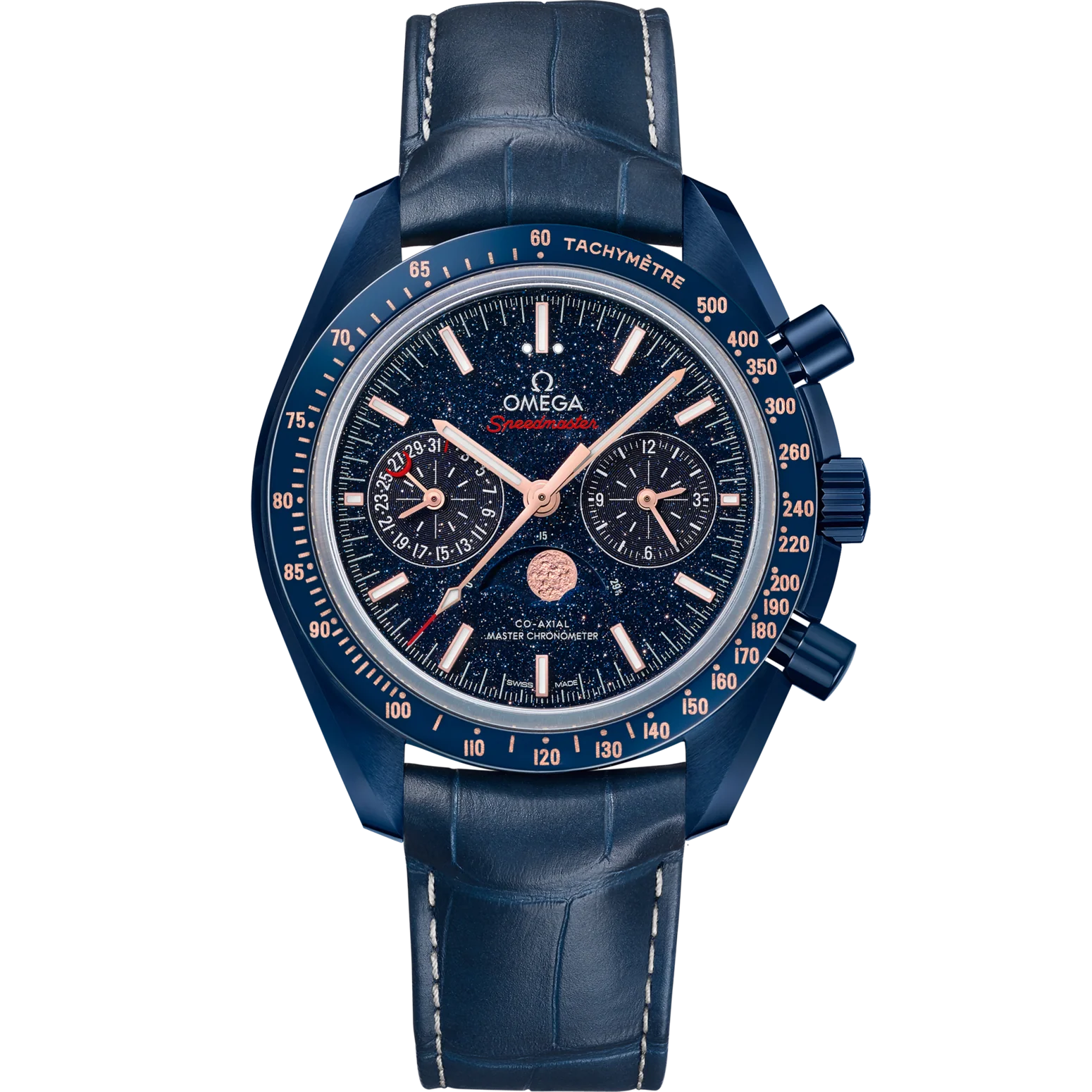 Omega Speedmaster Moonphase Blue Dial 44.25mm Blue ceramic Strap 304.93.44.52.03.002